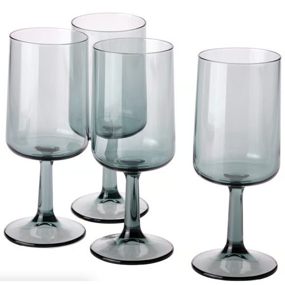 IKEA OMBONAD Wine Glass, Gray, 14 oz, 4 Pack (905.046.47) NEW - Picture 1 of 3